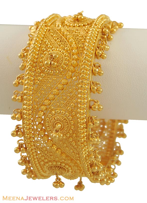 22k Gold Bangle With Ghugri Baka9644 22k Yellow Gold Kada Bridal