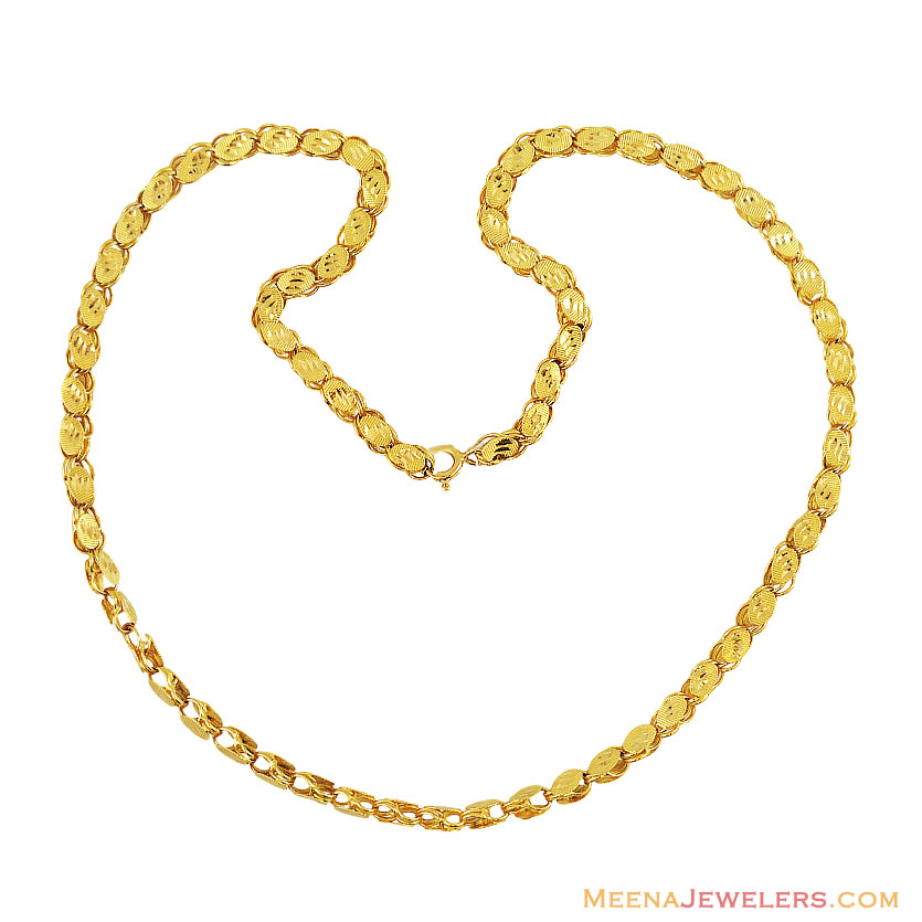 21k Gold Fancy Chain - ChFc11723 - 21k gold fancy style chain in matte and shine finish