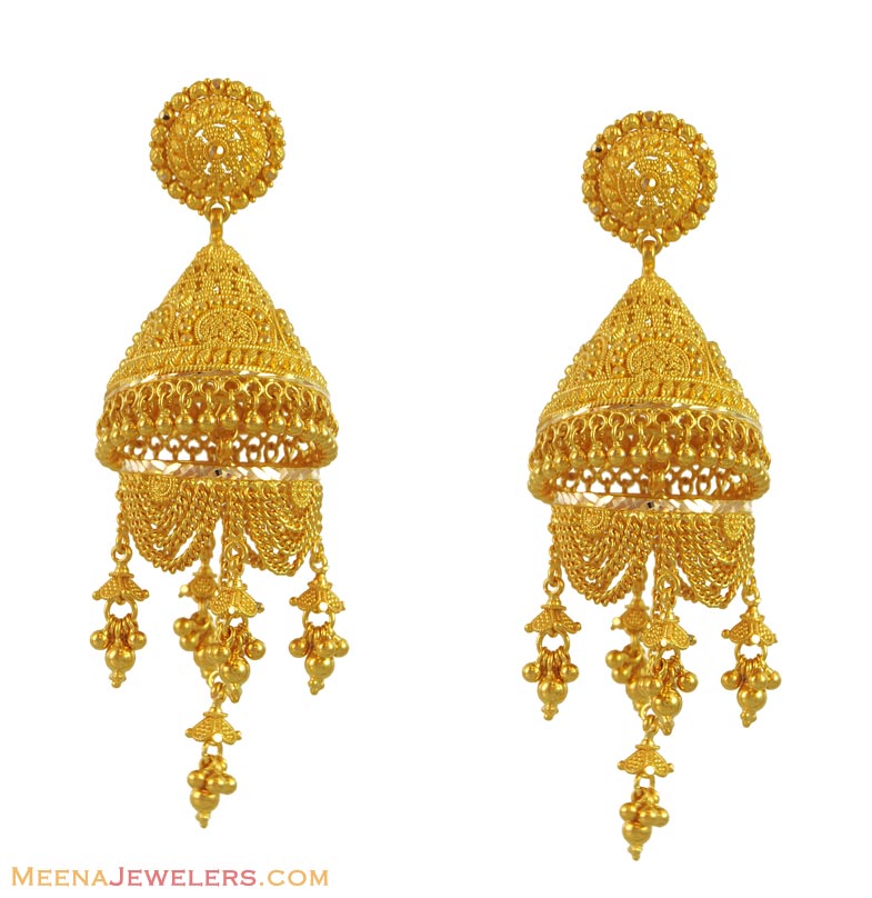 22k Exclusive Chandelier Earrings ErFc11120 22k gold exclusive big