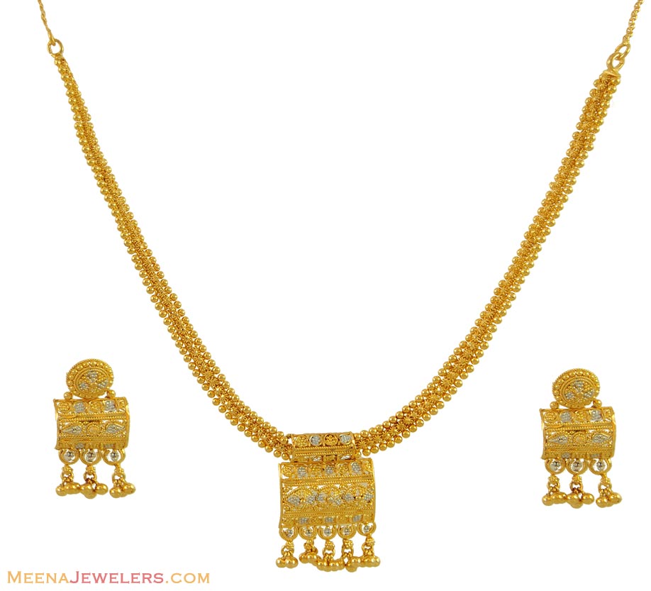 Indian Gold Necklace Set 22k Stgo9770 22k Gold Indian Necklace