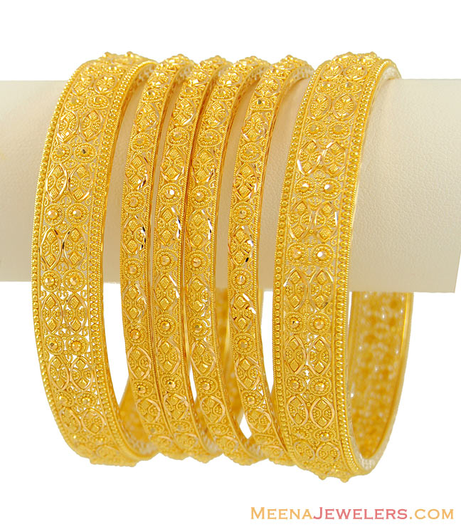 22K Gold Bangles Set (2 Kadas) - BaSt7417 - 22 Karat Gold Bangles (set ...