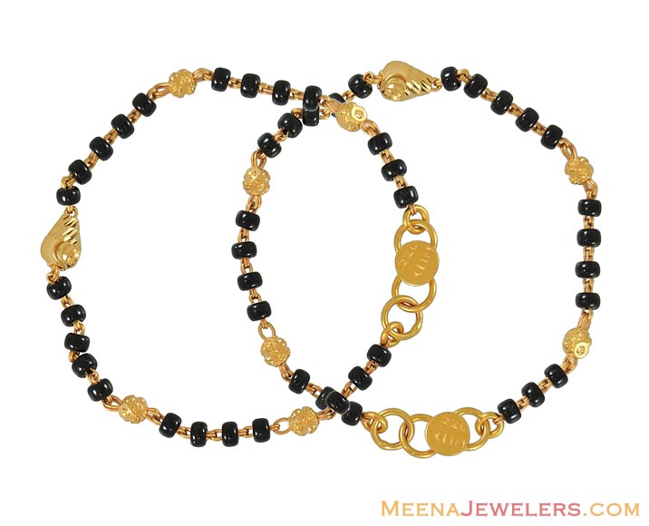 Gold indian baby bracelet BaBr6724 22k Gold kids bracelets (2 pcs