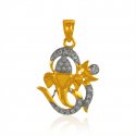 22k Gold Ganesha Pendant with  CZ - Click here to buy online - 470 only..