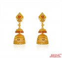 22k Gold 3 Tone Jhumki Earrings - Click here to buy online - 1,300 only..