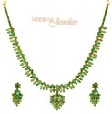 Click here to View - 22K Gold Emerald Necklace Set 