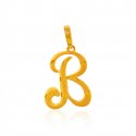 22Kt Gold Pendant with Initial(B) - Click here to buy online - 339 only..