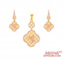 22K Gold CZ stone Pendant Set - Click here to buy online - 1,443 only..
