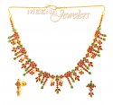 22K Gold Ruby And Emerald Set - Click here to buy online - 5,120 only..