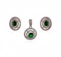 18K Diamond Emerald Pendant Set - Click here to buy online - 2,097 only..