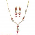 Click here to View - 22k Gold Cz And Ruby  Stone Set  