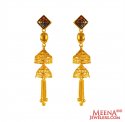 22Kt Gold Designer Long Earrings - Click here to buy online - 984 only..