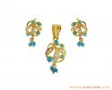 Click here to View - 22K Turquoise And Cz Pendant set 