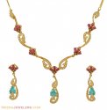 Click here to View - 22k Ruby With CZ Necklace Set 