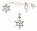 Click here to View - 22k Gold Pendant and Earrings Set with White Cz 