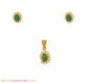 Gold Pendant Set with Emeralds and Pearls - Click here to buy online - 326 only..