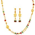 22K Gold Ruby Emerald Pearls Set - Click here to buy online - 3,429 only..