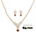 18K Gold Diamond Necklace Set - Click here to buy online - 9,348 only..