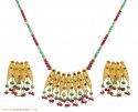 22K Gold Ruby, Emerald Necklace Set - Click here to buy online - 4,782 only..