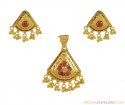 22K Indian Gold Pendant Set - Click here to buy online - 1,040 only..