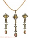 Diamond Victorian Pendant Set - Click here to buy online - 1,843 only..