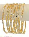 22K 2Tone Bangles Set(6 Pcs) - Click here to buy online - 6,036 only..