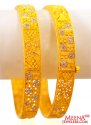 22K Gold Two Tone Bangles(2 Pc) - Click here to buy online - 3,590 only..