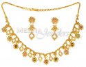 Click here to View - 22Kt Gold Uncut Diamond Polki Necklace Set 