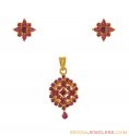 Ruby Pendant Set(22kGold) - Click here to buy online - 436 only..