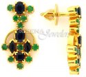 22 Kt Gold Emerald Sapphire Earrings - Click here to buy online - 401 only..