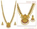 Emerald and Ruby Necklace Set (22k Gold)