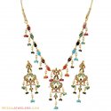 Click here to View - 22k Navratna Necklace Set 