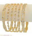 22k Two Tone Rhodium Bangles(6 pcs) - Click here to buy online - 5,357 only..