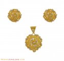 Two Tone Filigree Pendant Set (22K) - Click here to buy online - 932 only..