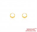 22K Gold Hoop Earrings - ErHp3236 - 22K gold plain Earrings with Cubic