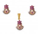 Gold Ruby and Cz Pendant Set