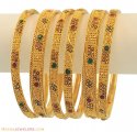 22k Antique Bangles Set (6 pcs) - Click here to buy online - 5,876 only..