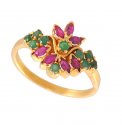 Gold Ring with Emerald and Ruby - Click here to buy online - 218 only..