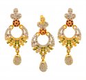 22k Precious Stones Pendant Set  - Click here to buy online - 1,593 only..