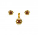 22kt Gold Ruby Pendant Set - Click here to buy online - 817 only..