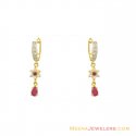 22K Gold Ruby and CZ Earrings - Click here to buy online - 332 only..