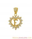 22Kt Gold Pendant with Initial(E) - Click here to buy online - 155 only..