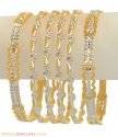22k Two Tone Bangles Set(6 pcs) - Click here to buy online - 5,302 only..