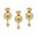 22k Gold Precious Stone Pendant Set - Click here to buy online - 1,050 only..