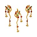 22KT Gold Ruby, Emerald Pendant Set - Click here to buy online - 2,633 only..