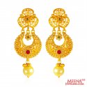 22K Gold Long Chandbali Earrings - Click here to buy online - 1,921 only..
