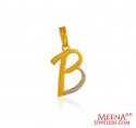 22KT Gold Pendant with Initial (B) - Click here to buy online - 156 only..