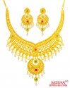 Necklace Earring Set 22K Gold - Click here to buy online - 8,616 only..