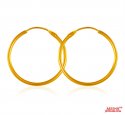22K Gold Plain Hoop Earrings - Click here to buy online - 477 only..