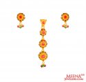 22 Kt Gold Meenakari Pendent Set - Click here to buy online - 1,235 only..