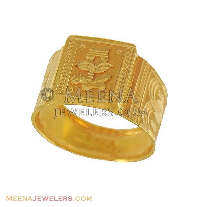 Exquisite Mens Ring(22k) RiMs7731 22k gold mens ring with flower